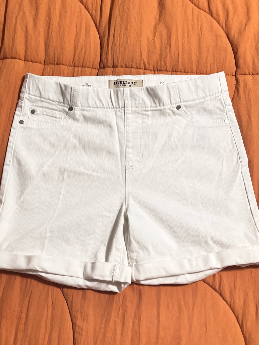Liverpool White Cuffed Women's Shorts
